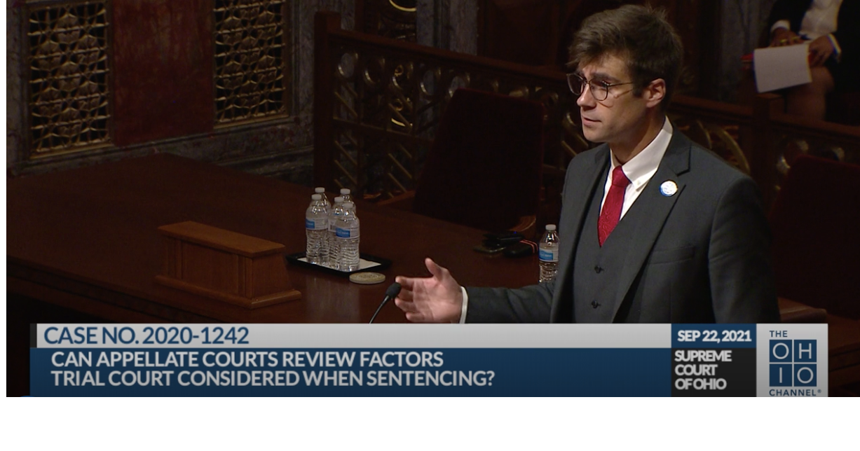 Michael Klamo arguing in front of the Ohio Supreme court. 
